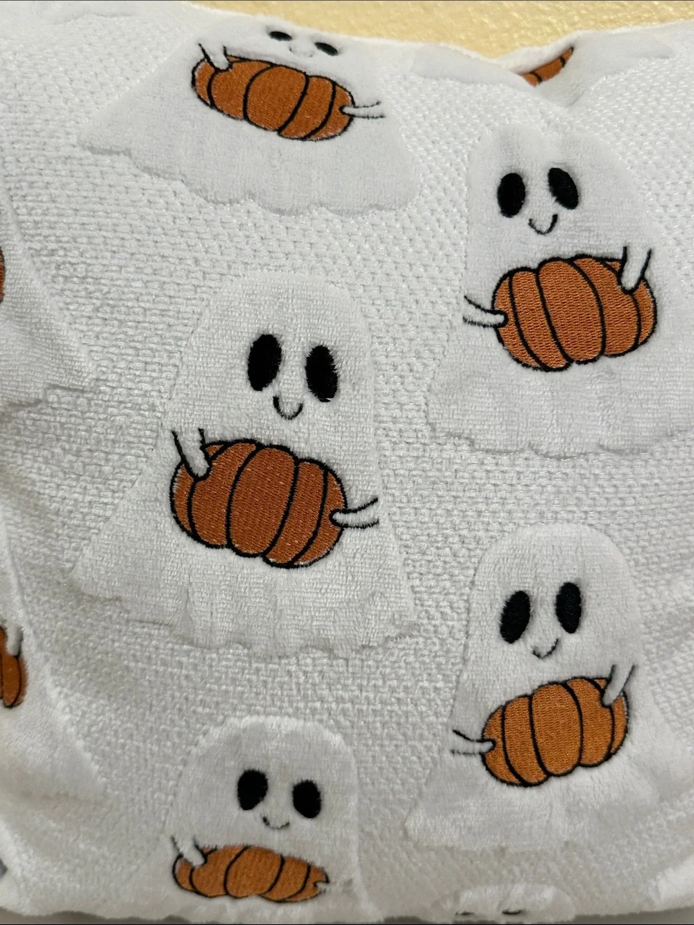 Celebrate Together White Ghost & Pumpkin Halloween Throw Pillow